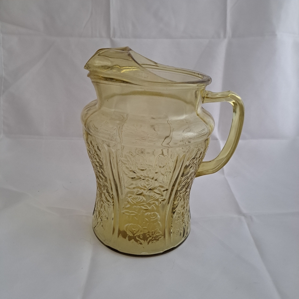 Vintage Federal Glass Sharon Cabbage Rose Pitcher - Picture 4 of 8